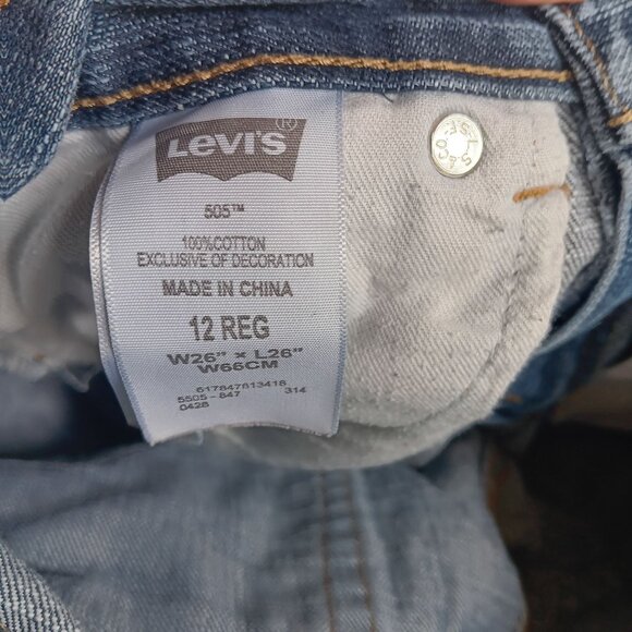 Boys 12 Levis 505 Regular Fit Denim Jeans 26x26 Medium Wash Denim Straight Leg - Picture 7 of 7